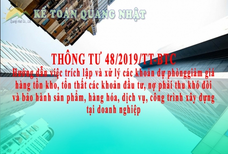 THÔNG TƯ  48/2019/TT-BTC NGÀY 08/08/2019