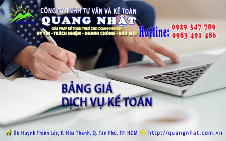 BẢNG GIÁ DỊCH VỤ KẾ TOÁN TRỌN GÓI