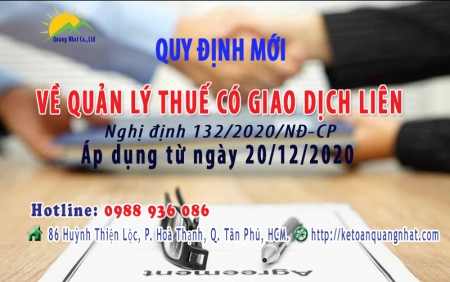 ĐIỂM MỚI CỦA NGHỊ ĐỊNH 132/2020/NĐ-CP QUY ĐỊNH VỀ QUẢN LÝ THUẾ ĐỐI VỚI DOANH NGHIỆP CÓ GIAO DỊCH LIÊN KẾT